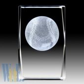 Baseball Crystal Cube 2.5" High 3C054L