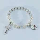 Crystal & Pearl Baptism Rosary Bracelet JA194B
