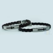 Stainless Steel Cross Leather Bracelet JA307