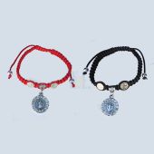 Handmade Cord Bracelet with Rhinestone St. Benedict Charm JA334