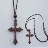 Wooden Cross Pendant necklace JN286